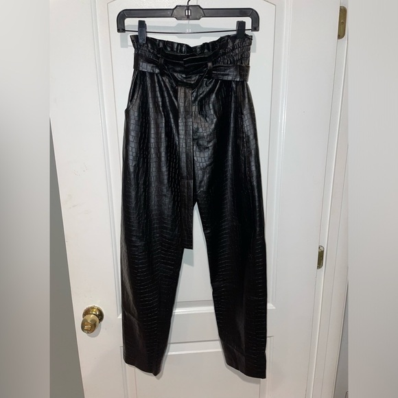 New! Amanda Uprichard Croc-Embossed Faux Leather Beekman Pants 🖤 XS - Picture 10 of 12